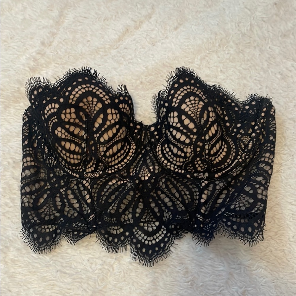 Victoria's Secret Black Lace Strapless Bustier Bralette